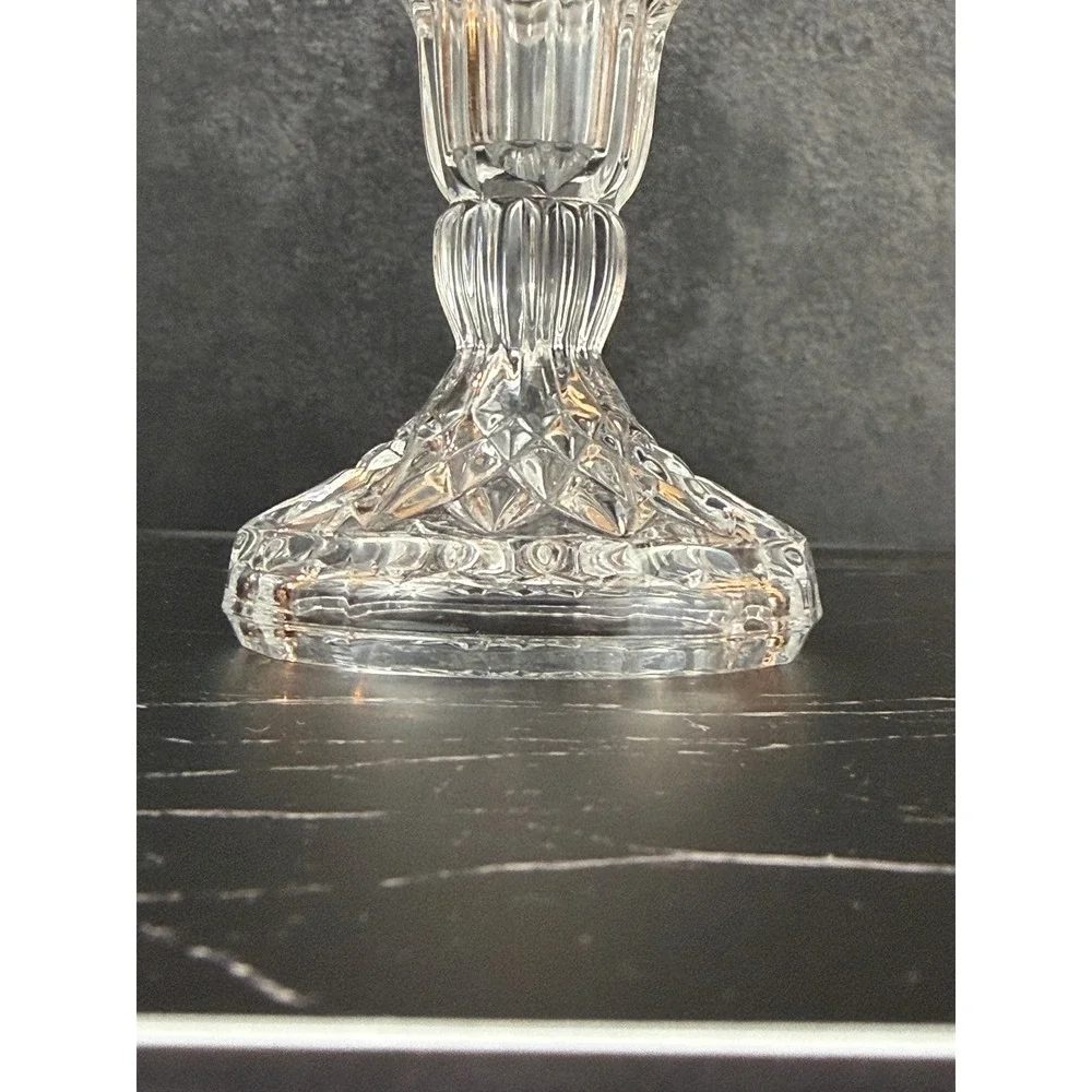 Bohemia Czech Crystal‎ Stars and Diamonds Cut Crystal Pedestal Footed Bowl 7